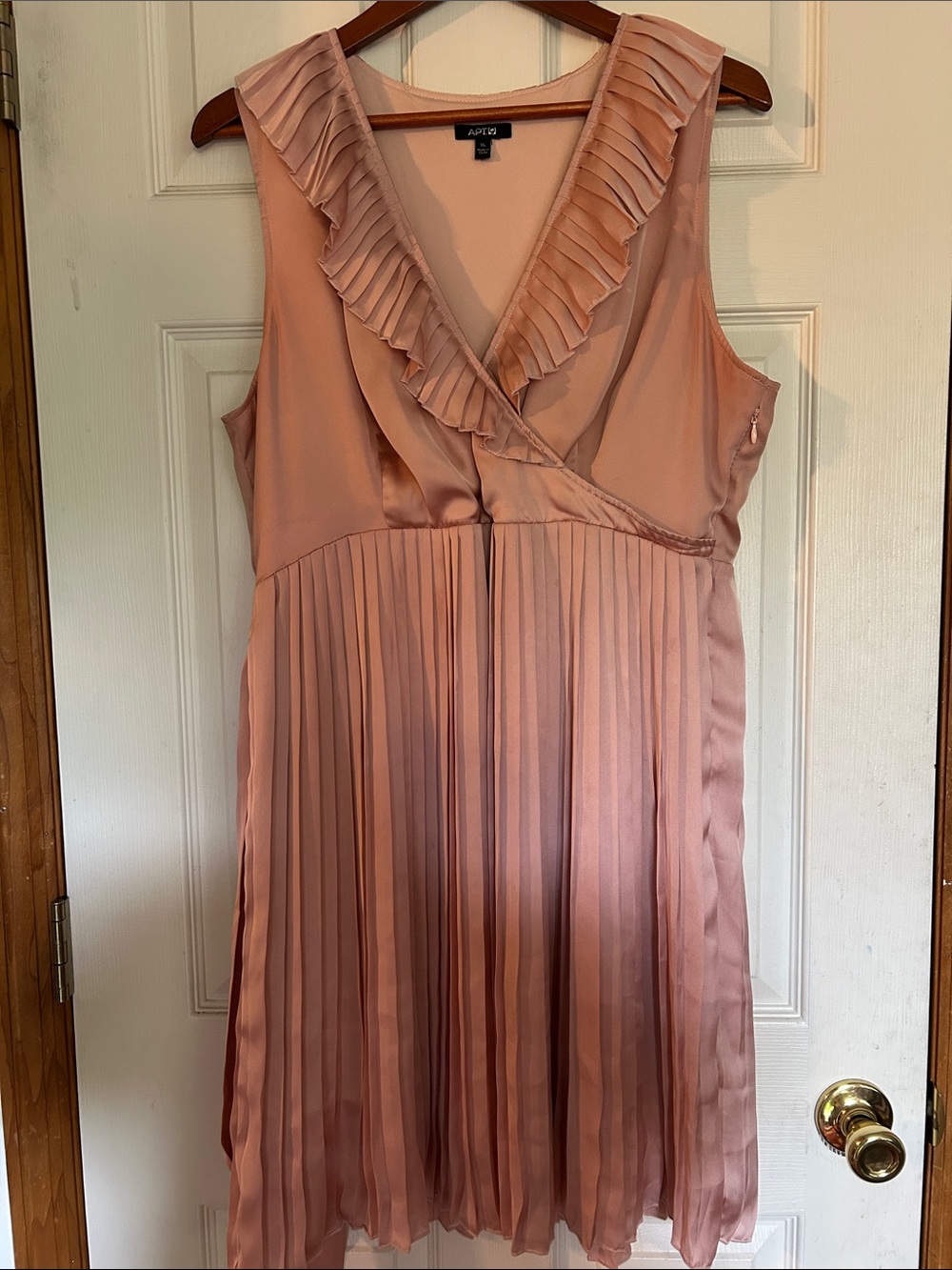 Apt. 9 Pleated Ruffle V-Neck Dress in Dusty Rose